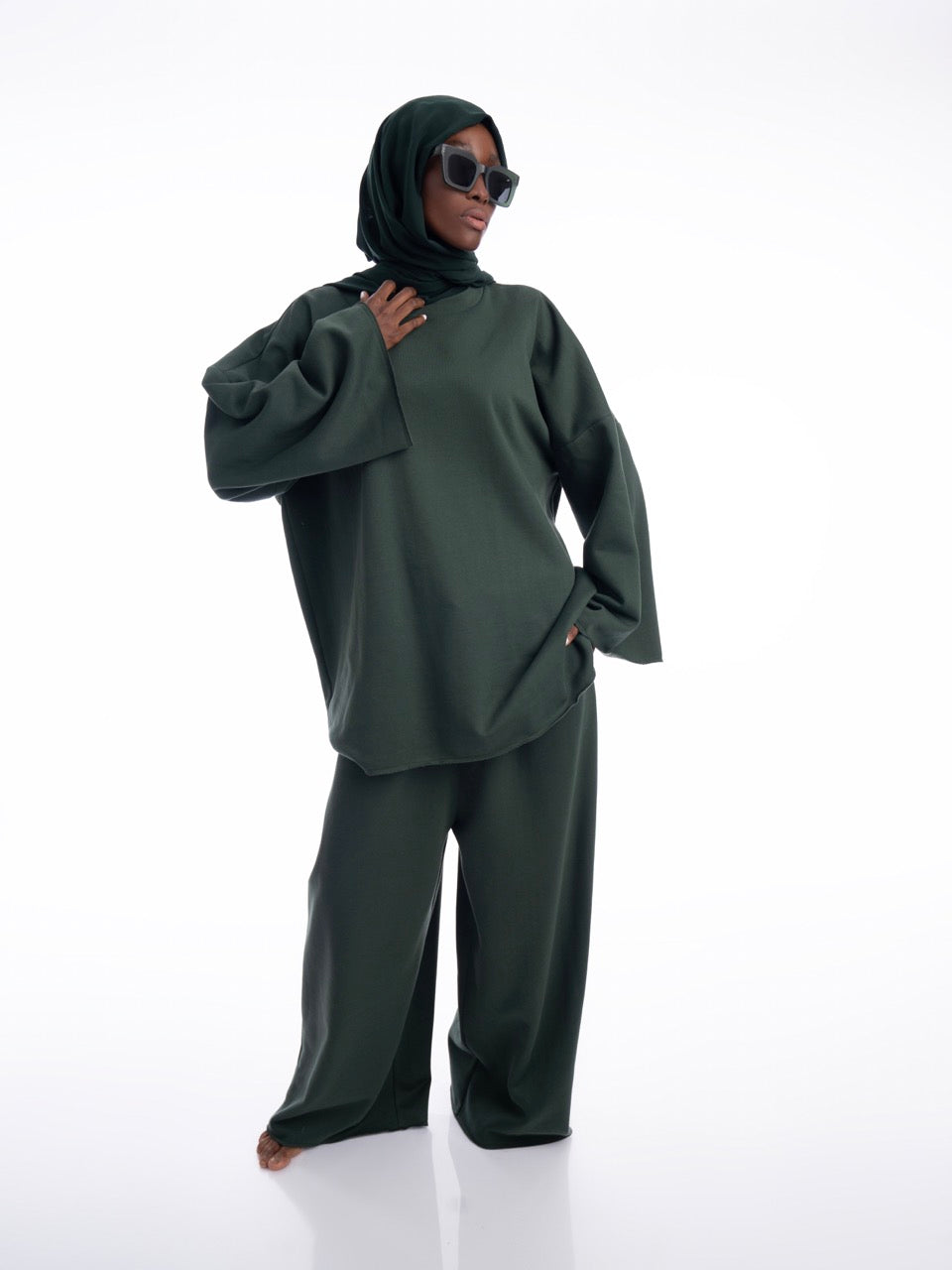 ENSEMBLE JOGGING VERT - 100% coton