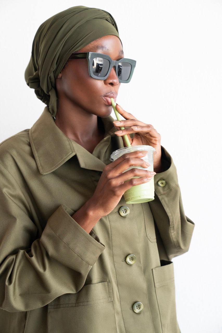 علياء – طقم جينز عسكري كاكي فاتح