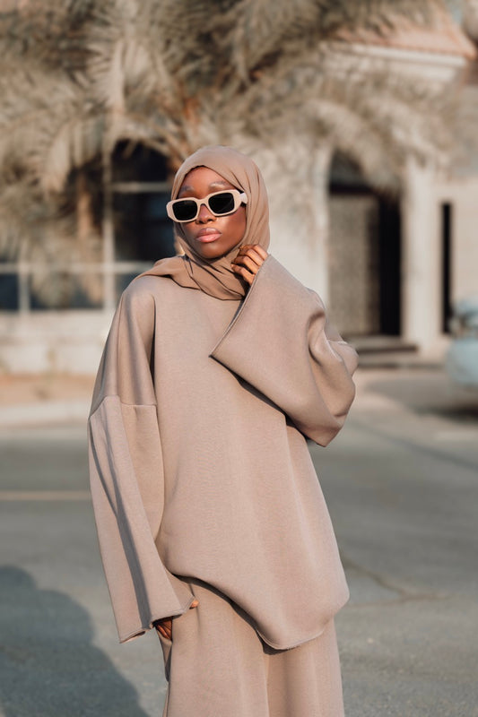 ENSEMBLE JOGGING TAUPE - 100% coton