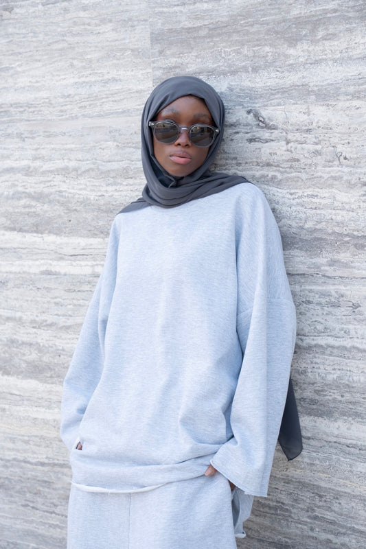 ENSEMBLE JOGGING GRIS CHINÉ - 100% coton