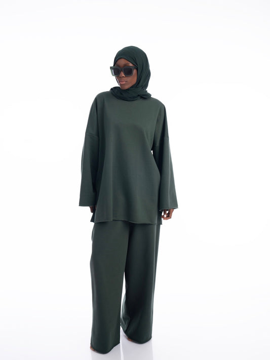 ENSEMBLE JOGGING VERT - 100% coton