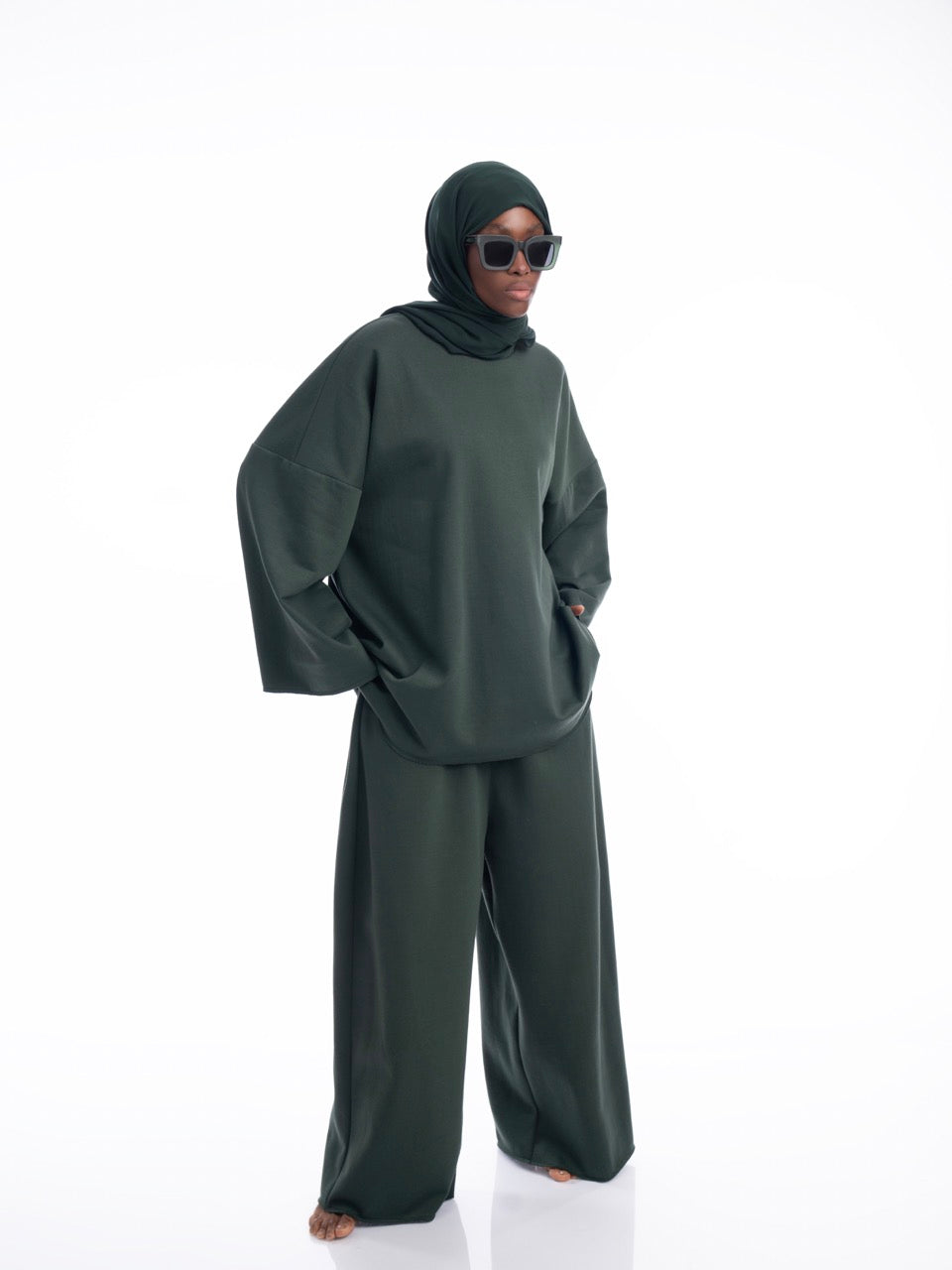 ENSEMBLE JOGGING VERT - 100% coton